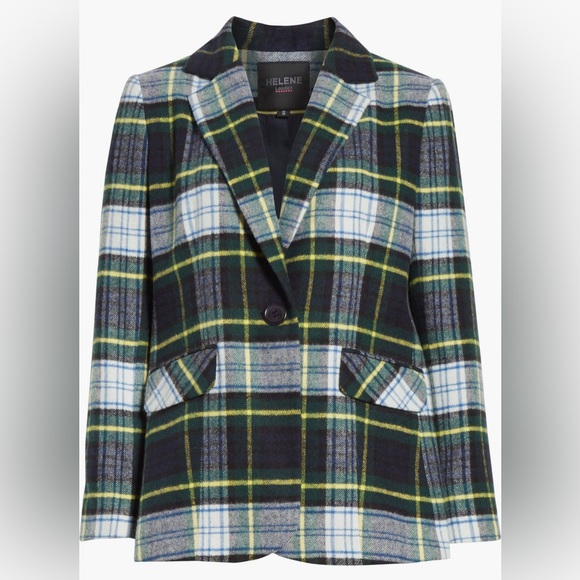 Helene Berman Jackets & Blazers - Helene Berman - Boxy Plaid One Button 2 Pocket Blazer - Sz. Small - Blue & Green